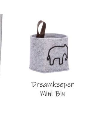 THIRTY-ONE DREAMKEEPER MINI BIN BRUSHED WHISPER GREY ELEPHANT FAUX LEATHER LOOP